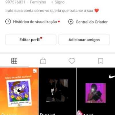 Conta de vídeos com 83,2 mil