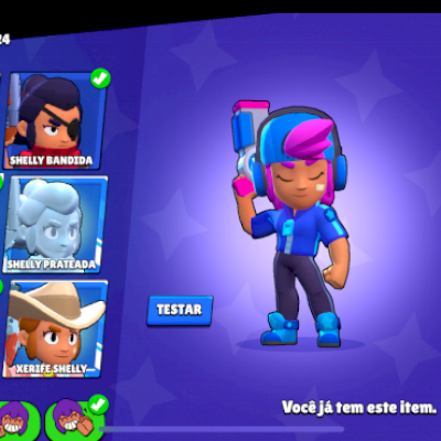 Conta de Brawl Stars com Skin Rara da Shelly e + de 70 Skins!