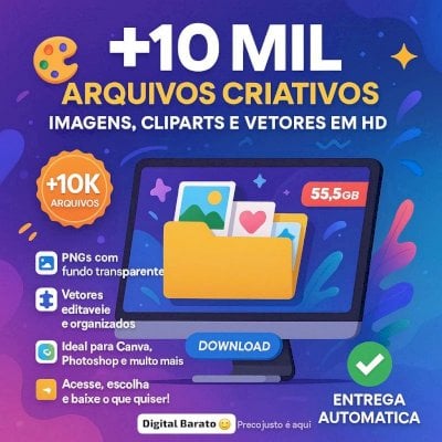 💻📁+10.000 Arquivos Criativos: Imagens, Clipartes e Vetores Em HD Exclusivos 💥