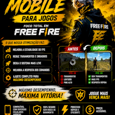 otimização para o FREE FIRE e outros jogos.