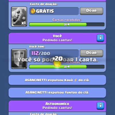 Conta com todas as cartas desbloqueadas e na arena 20, 7500 troféus