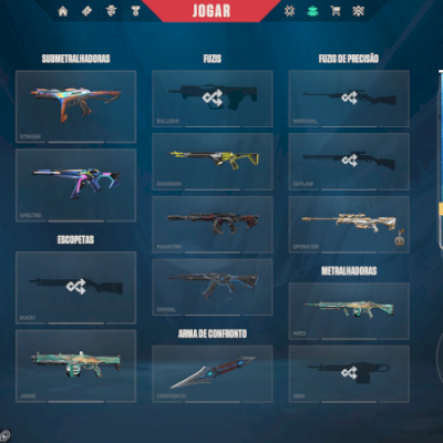 Conta de valorant no preço diversas armas adoradas e facas! confira o anuncio