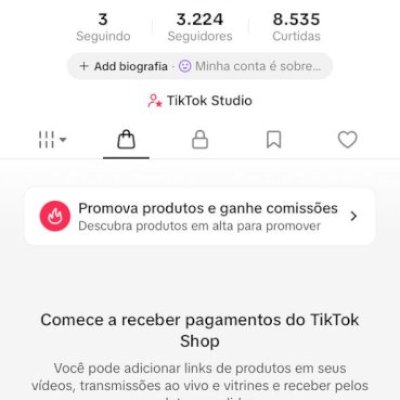 CONTA DO TIKTOK COM SHOP ATIVO +3,2K SEGUIDORES (PROMOVER ATIVO)