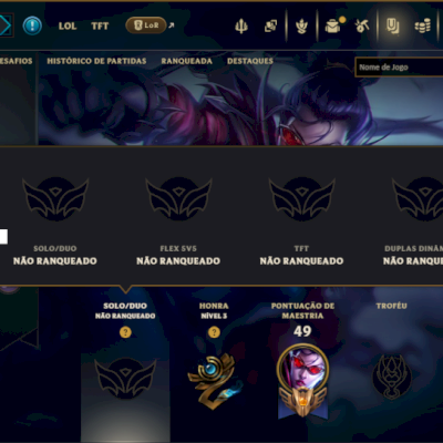 Unranked com 35 Champs e 15 Skins