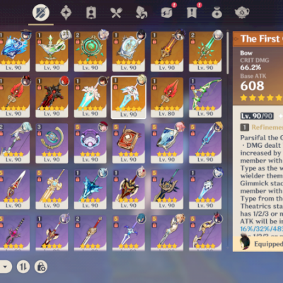 conta Genshin Impact AR 60 E Z.Z.Z LV 50