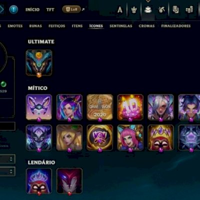 CONTA NÍVEL 1300 (545 SKINS, 841 ÍCONES, 125 SKINS DE WARD E MUITAS CROMAS)