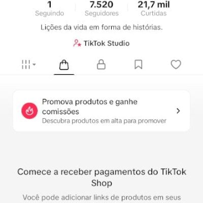 CONTA DO TIKTOK COM SHOP ATIVO +7,5K SEGUIDORES +21,7K CURTIDA(ENGAJAMENTO REAL)