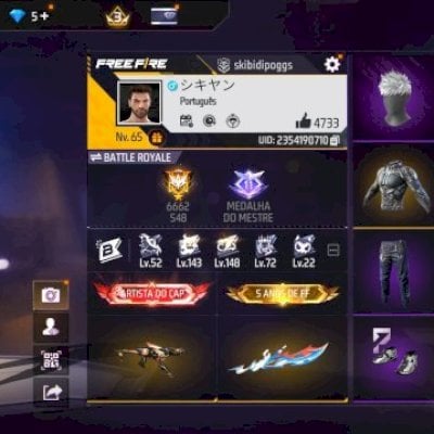 CONTA DE FREE FIRE TOP COM VÁRIAS COMBINAÇÕES/ SHORT RARO DE 4M/ VEM NELA