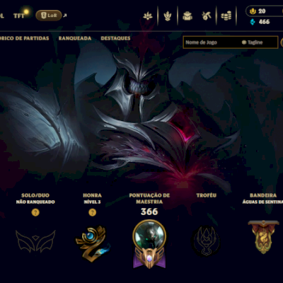 Conta LoL FA nível 375 Com Skins prestigio Vayne fogos de artificio com moldura!