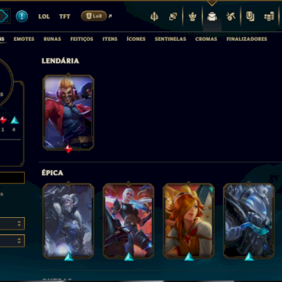 Ouro 2 com 45 Champs e 8 Skins