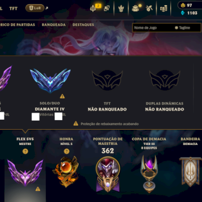 Conta Mestre Flex e Diamante 4 soloQ com skin do viego 1k e mais de 100 skins