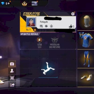 Conta free fire com conjunto craque do futebol