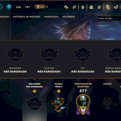 Unranked com 130 Champs e 115 Skins ( TOP / JG / ADC ) +3 Prestigios