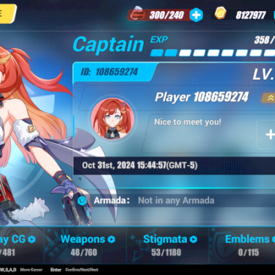 Conta com mais de 7 Personagens S, 12 Armas 5 Estrelas e mais