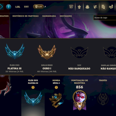 Ouro 1 com TODOS os Champs e 457 Skins +12 Vitoriosas