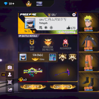 CONTA COM VÁRIOS PASSES NARUTO, GOJO E SCORPION