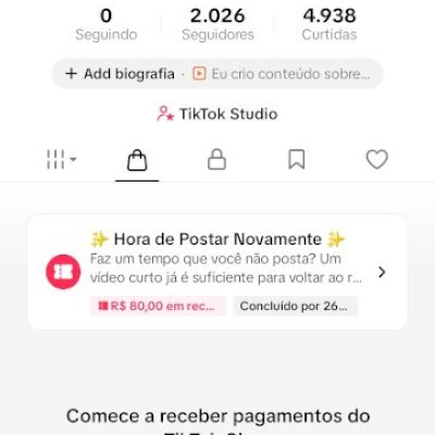 CONTA DO TIKTOK COM SHOP ATIVO +2K SEGUIDORES, LIVES ATIVAS (ENGAJAMENTO REAL)