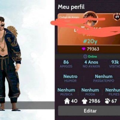 VENDO CONTA MASCULINA AVAKIN LIFE LVL 49