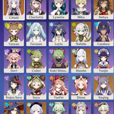 Conta AR51 com Citlali, Shenhe, Nahida + 4 T5 do mochileiro