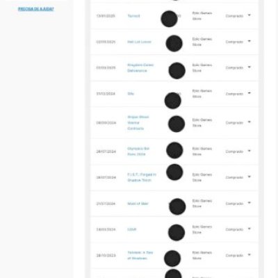 Conta Epic games com 20 jogos