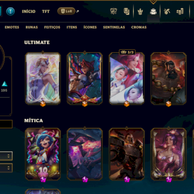 Conta Lol - 500 skins -- 4 ultimates-- 6 miticas -- 51 lendarias -- 3 Prestigio