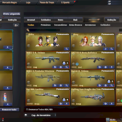 Conta 2 estrelas, 26 vips, 286 armas, 4 perso vips, 3 temporadas mito, mmr alto