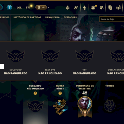 Unranked com 60 Champs e 22 Skins