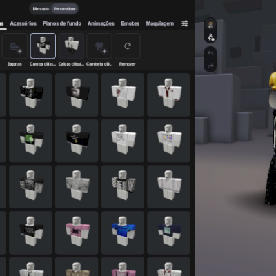 Conta de roblox upada em muitos jogos com varias skins.