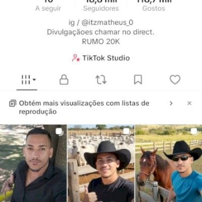 Conta tik tok 18, 884 seguidores, 100% Brasileiros