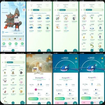 Pokemon go LVL 56 | 22 SHINY ✨ | 6 LENDÁRIOS 🐉 | KYOGRE  💧 | 1.3M dust F070