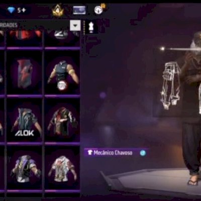 Conta FF Gringa 160 Moda - Manto Sombra + Colete Ouro + Vila Metamorfo