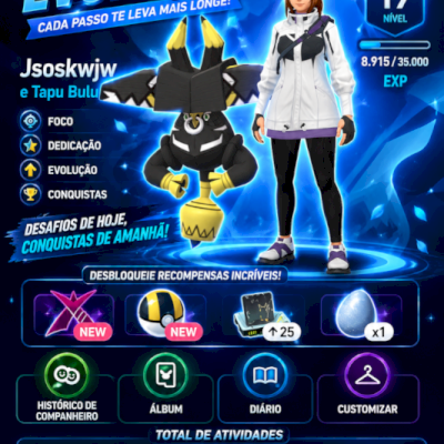 CONTINHA INICIAL COM TAPU BULU BRILHANTE E VÁRIOS POKEMONS