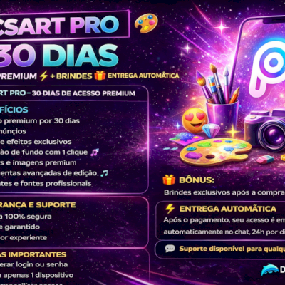 PICSART PRO 30 DIAS 🎨 | ACESSO PREMIUM ⚡ + BRINDES 🎁