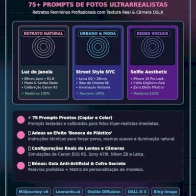 75 prompts de IA ultrarrealistas para retratos femininos