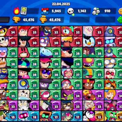 Q8QPCP8UJ -45,5KTROFÉUS 90/90 BRAWL 139GADGETS+120STAR POWERS+187SKINS+23Hypers