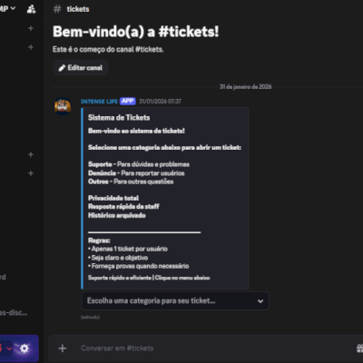 BOT Para discord com sistema de tickets avançado