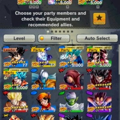 Conta dragon ball legends Majin Vegeta e outros lf