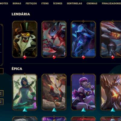 CONTA PRATA 3 COM 5 SKINS LENDÁRIAS, 30 SKINS ÉPICAS E 7 LEGADOS, 44 NO TOTAL