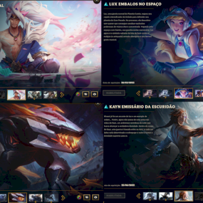 Conta LOL nível 296 - TODOS campeões e 146 skins habilitadas