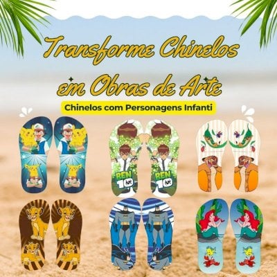 136 Artes de Sublimação para Chinelos com Personagens Infantis  + BLINDE