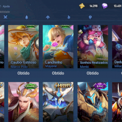 Conta HOK diamante 150 skin nobreza 8.