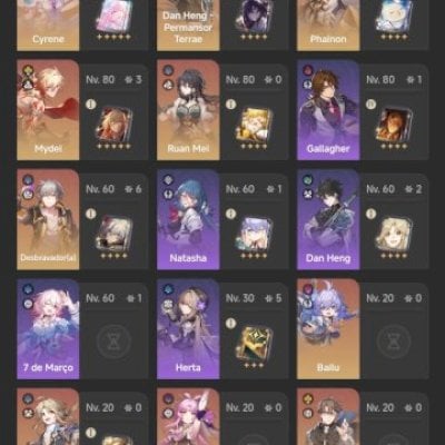 Conta com Mydei E3+Cone+Phainon+Cyrene+Cone+Yanqing+cone+Bailu+Ruan Mei