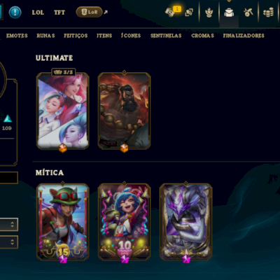 🔥 CONTA LOL COMPLETA – PRATA + 283 SKINS + SKINS MÍTICAS/ULTIMATE 🔥