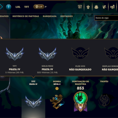 Prata 4 com TODOS os Champs e 281 Skins ( ADC / SUP / TOP )