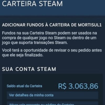 Conta steam 3.060,00 reais e vários jogos e skin no cs