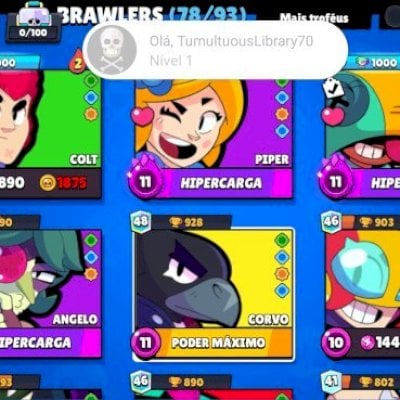 Conta de brawl stars muito upada com muitas skin