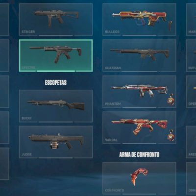 CONTA VALORANT COM VARIAS SKINS (possível alterar email senha e dados da conta)