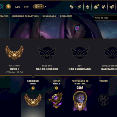 Ouro 1 com 140 Champs e 65 Skins +2 Prestigios ( JG / ADC / MID )