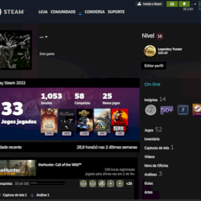 Conta Steam Perfil Casual