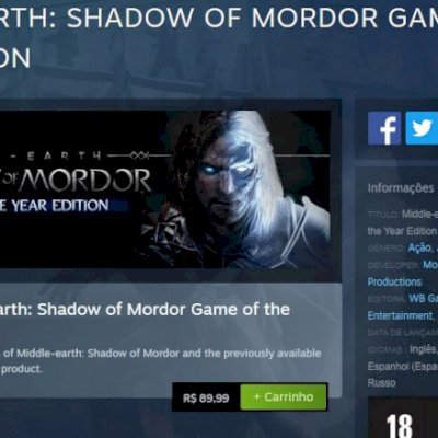 Shadow of Mordor - Game of the Year Edition (Chave de ativação STEAM)